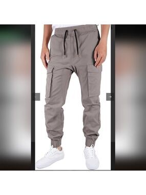 Men's ITALYMORN Dark Gray Cargo Hiking Fishing Joggers M with Black Drawstring